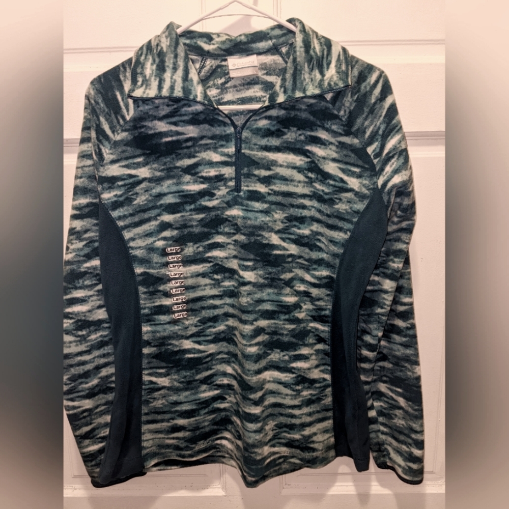 NWOT Columbia Women's Blue Watercolor Fleece Quarter Zip Pullover (L)